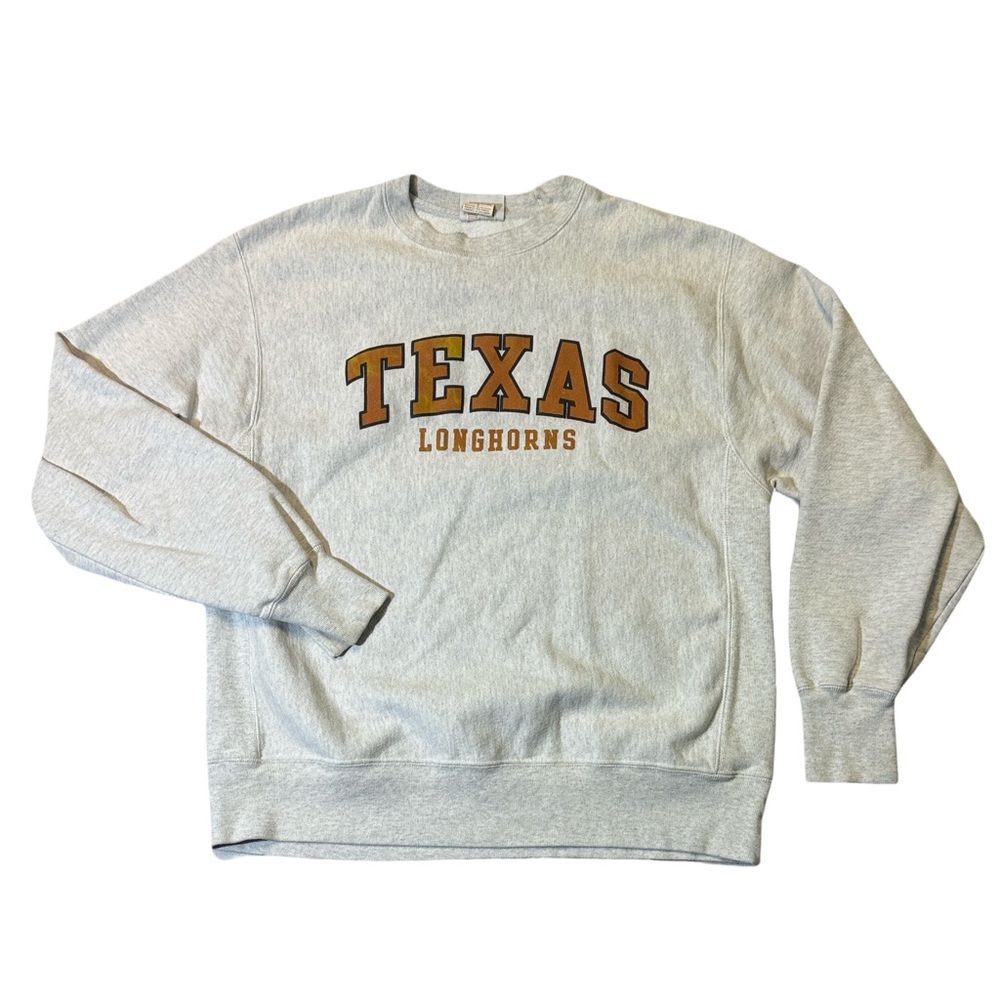 Champion mens L Large gray Texas Longhorns reverse weave crewneck sweatshirt EUC